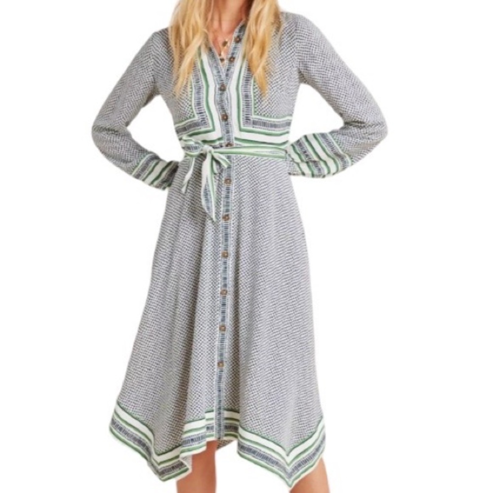 MAEVE by ANTHROPOLOGIE Constantine Long Sleeve Midi Shirt Dress size 10